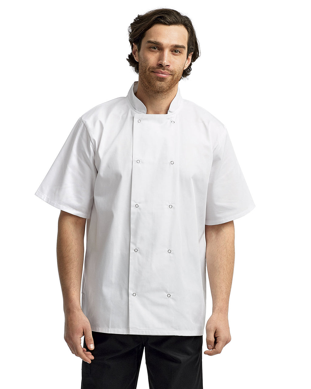 RP664-Artisan Collection by Reprime Unisex Studded Front Short-Sleeve Chef's Jacket